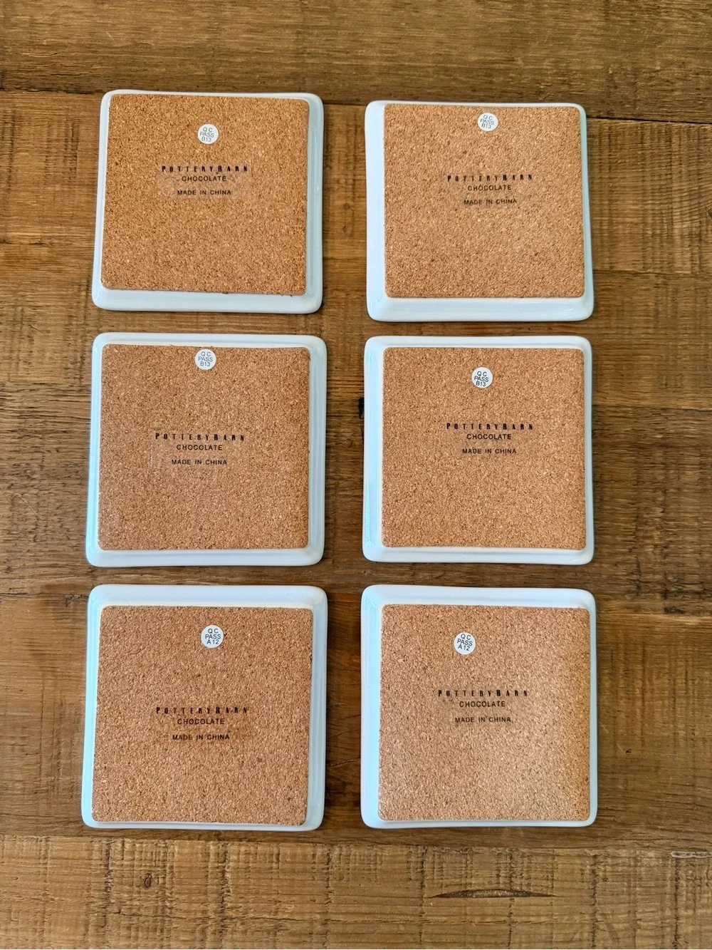 6 Pottery Barn Chocolate Theme Coasters | 2002| Never Used | French Decor
